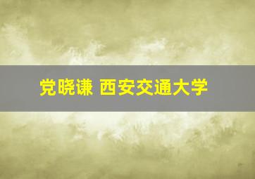 党晓谦 西安交通大学